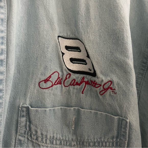 Chase Authentics VTG NASCAR Dale Earnhardt Jr 8 Denim Button Up Chambray Shirt L - Picture 4 of 10